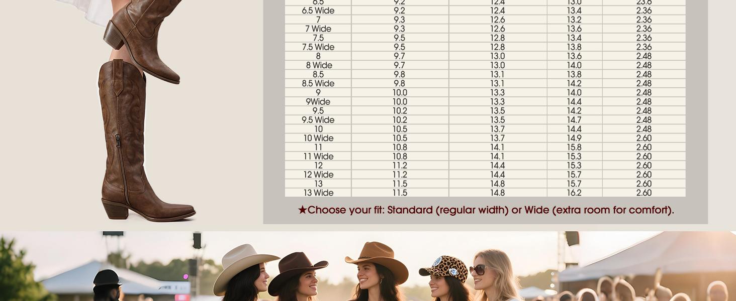 【Valentine's Day Gift】Western Cowboy Boots for Women - Wide Calf Knee High Cowgirl Boots with Classic Embroidered, Slip On Pointed Toe Chunky Heel Fashion Retro Classic Pull On Tall Boot for Girls Ladies Fall Winter Brown fall boots