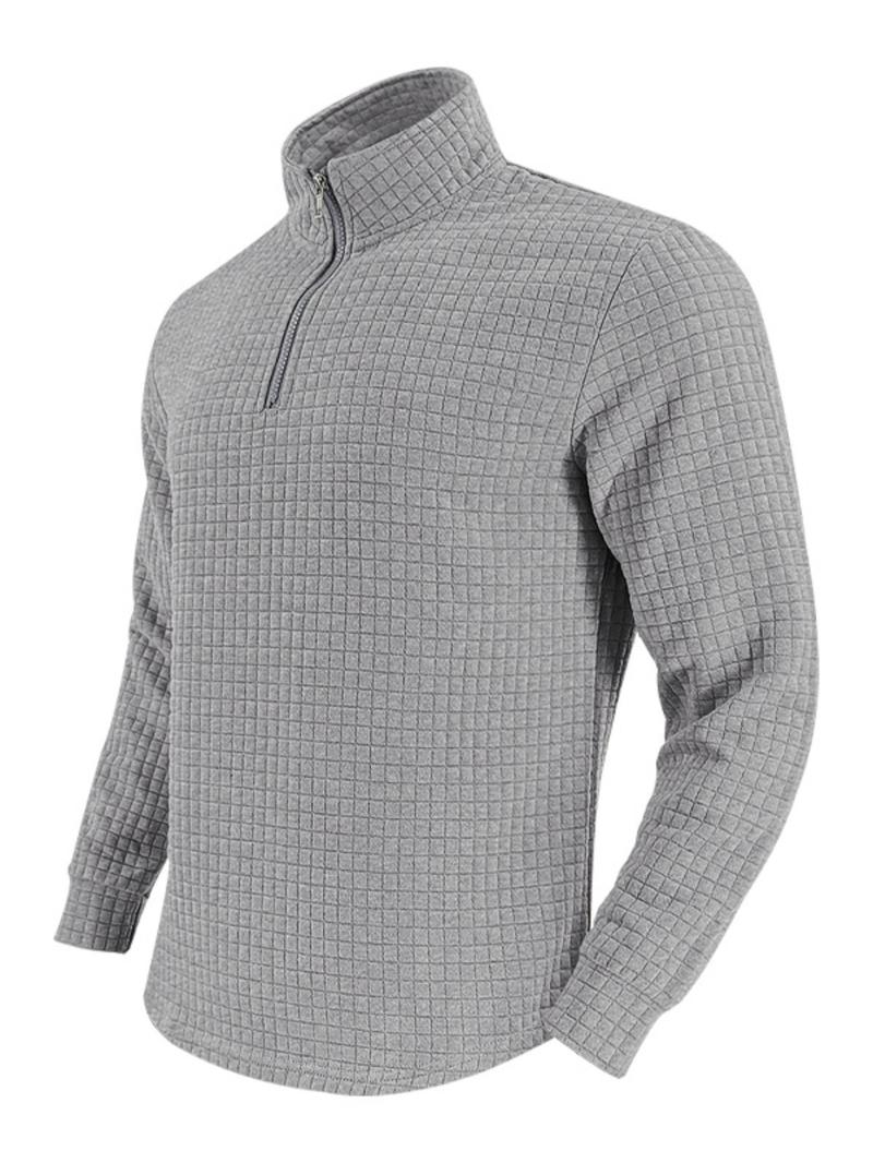 Men's Fall Winter Half-Zip Stand Collar Sweatshirt, Casual Loose-Fitting Long Sleeve Knitwear, Daily Commute Outdoor Leisure Wear