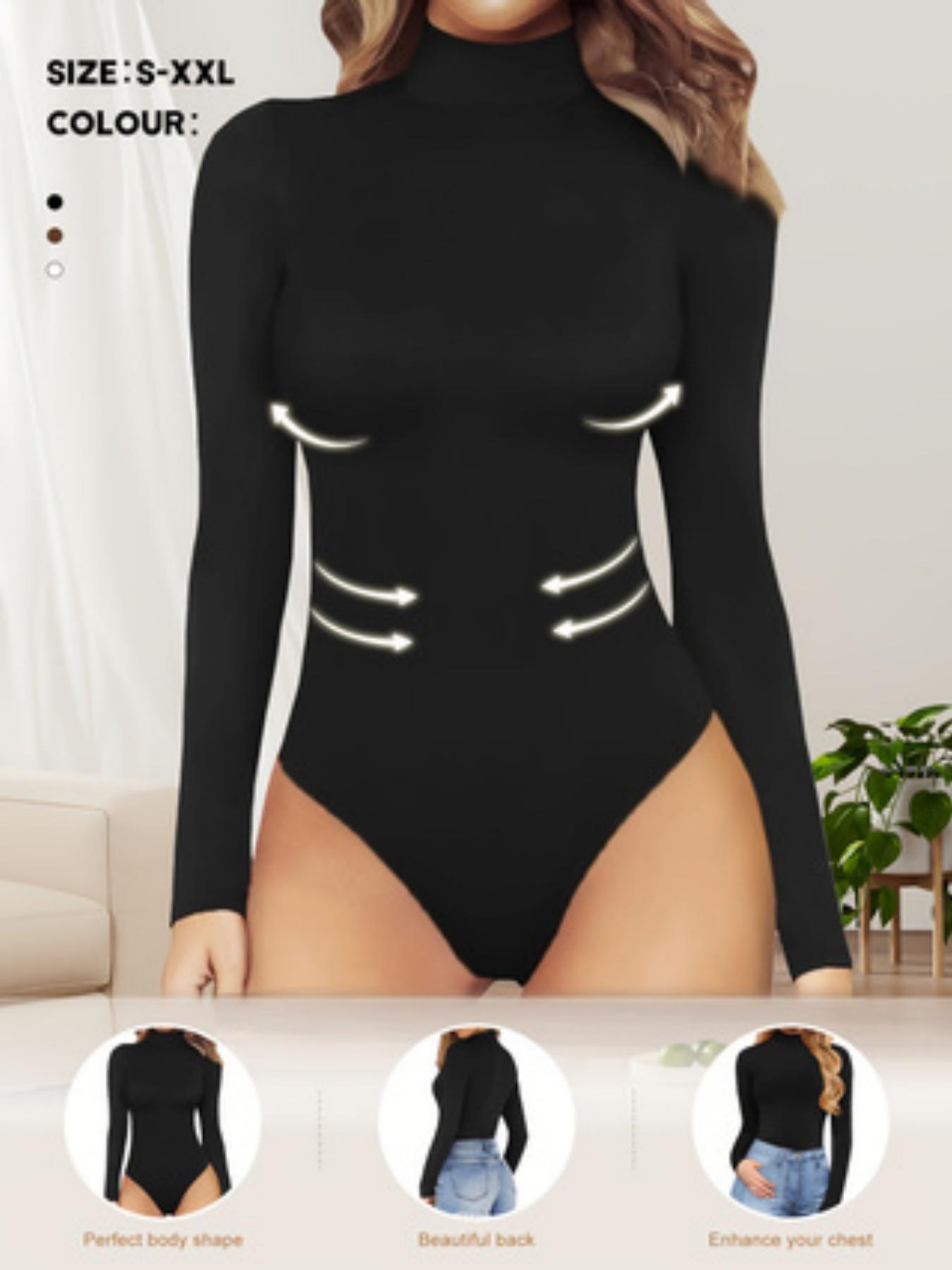 2026 Women's Long Sleeve Turtleneck Bodysuit, Thermal Compression Jumpsuit, Shapewear Base Layer Top, Slim-Fitting, All Seasons