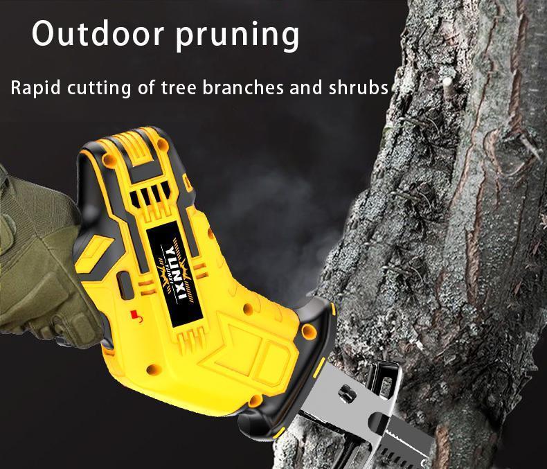 YUNXI reciprocating saw Lithium-ion battery powered cordless saw, cordless saw blade, cordless reciprocating saw, suitable for home and outdoor use, for cutting trees, PVC, thin wood panels and soft metal.
