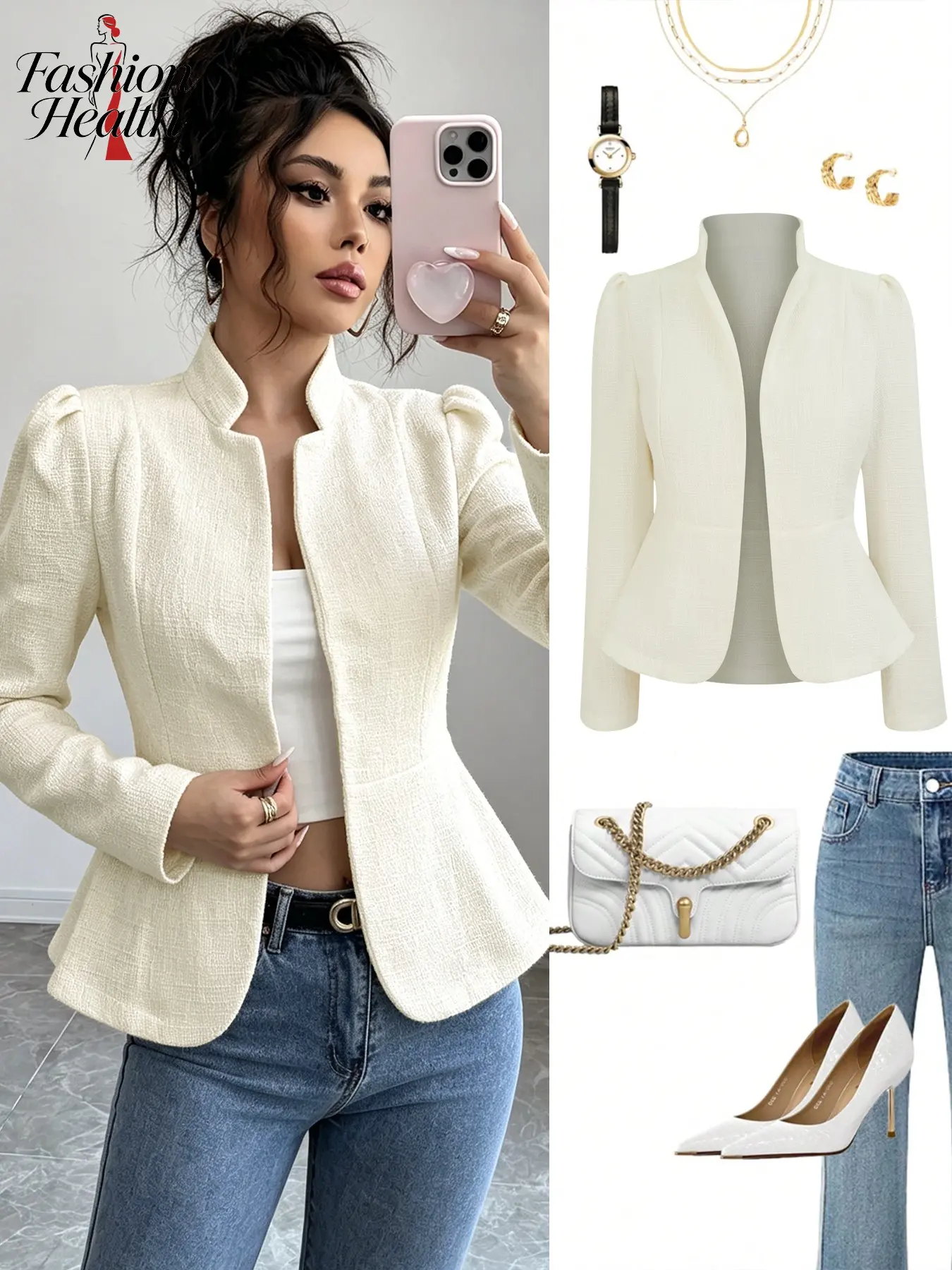 Women's Short Chino Jacket, Spring/summer Streetwear Style, Trendy Design, Perfect for Casual, Ideal for Daily Wear