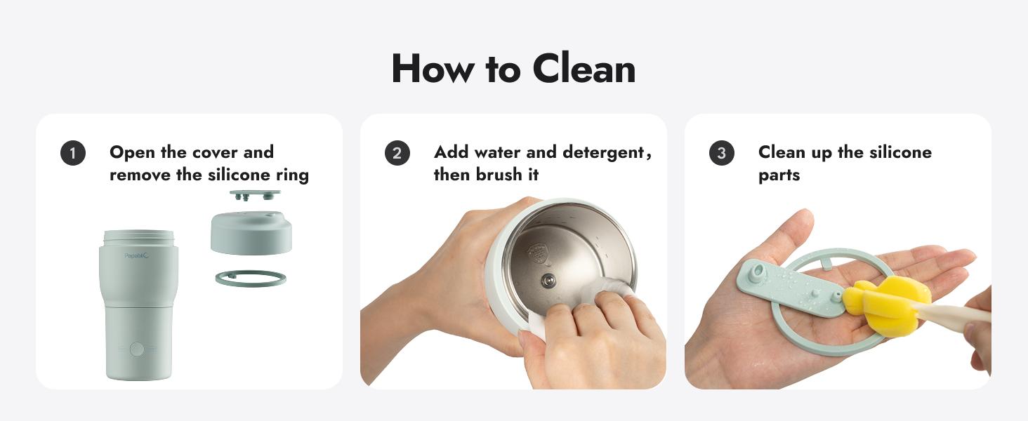 Papablic Pro Portable Bottle Warmer for Travel – Fast Heating, Built-in Sterilizer, 30W Fast Charge, 5-Temp Control, Easy-Clean Wide Mouth, Baby Milk Warmer for Breastmilk & Formula