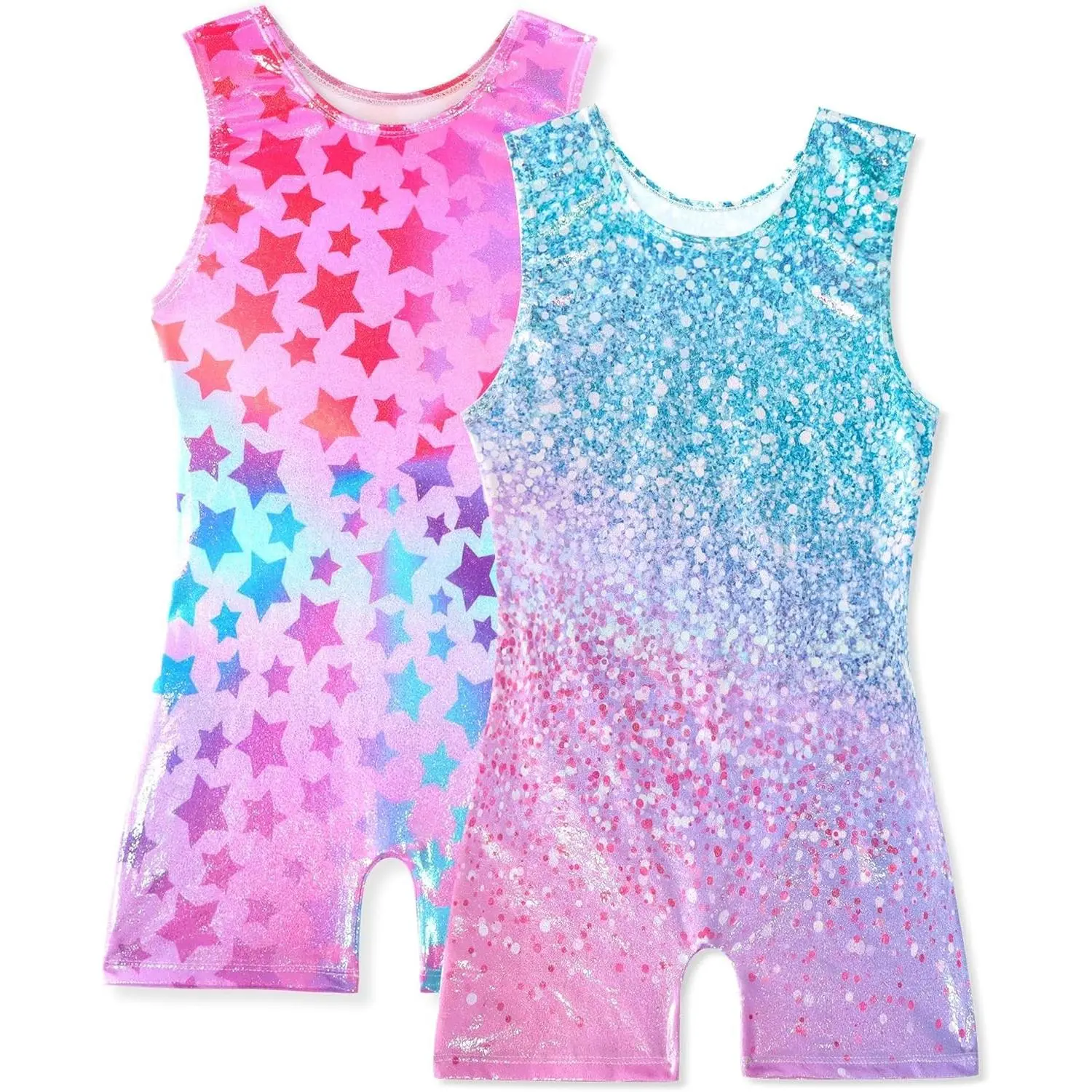 Gymnastics Leotards for Girls Shiny Toddler Biketard Unitard One Piece Tumbling Outfits