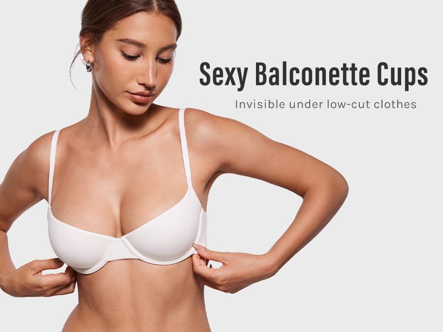 INLYRIC Women's Inbarely Plus Balconette Bra - Demi Unlined No Padding Underwire Comfort Natural Support Everyday Bras SpringStatements