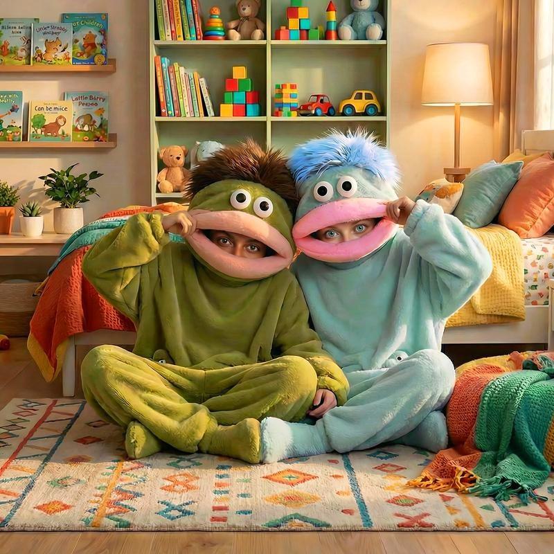 Cozy Hooded Flannel One-Piece Pajamas, Loose Fit Loungewear for Men and Women, Comfortable Sleepwear, Soft and Warm