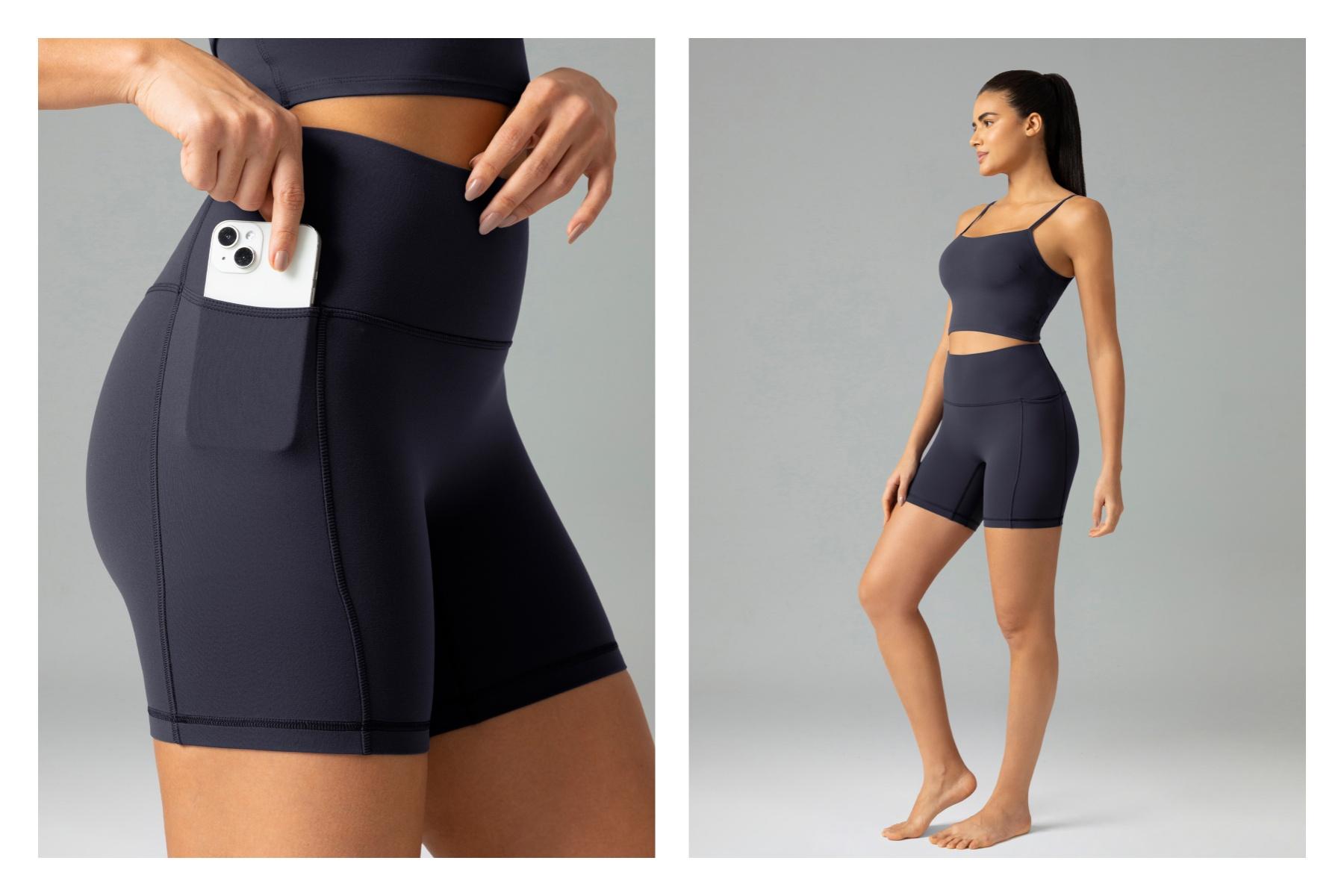 Colorfulkoala Women's No Front Seam Dreamlux Yoga Shorts 6" with Side Pockets Workout Shorts High-Waisted Shorts Bike Shorts