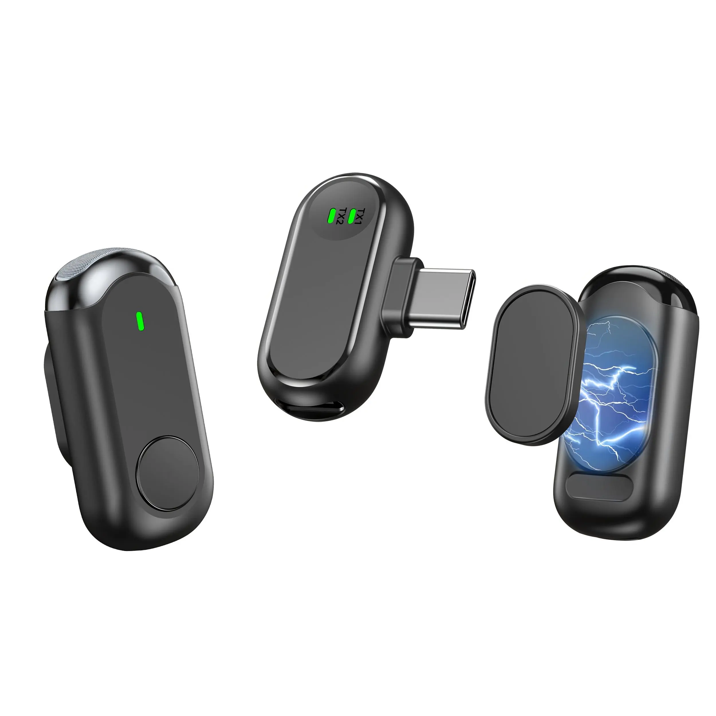 Wireless Clip-on Microphone, Intelligent Noise Reduction to Eliminate Ambient Sounds, Compatible with Smartphones and DSLR Cameras, Ideal for Short Video Vlogs, Long Battery Life, Available in Multiple Specifications
