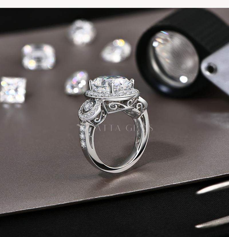 8CT Oval Shape Special Design With halo Synthetic Moissanite Ring for Women Anniversary Engagement  Wedding Fine Promise Jewelry R183