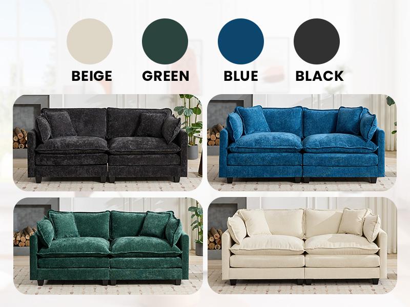 Modular Sectional Cloud Sofa Set,Chenille Sectional with pillows ,Convertible sofa for Living Room & Apartment