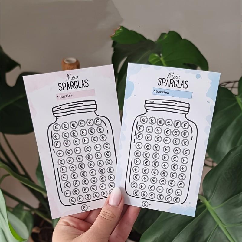 German Savings Challenge Tracker Sheets, Mein Sparglas Visual Saving Cards, Budget Planner Worksheets, Creative Gift, Euro Edition