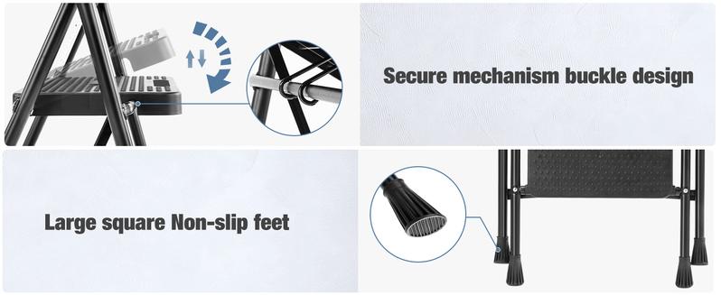 2/3 Step Ladder, 800lbs Sturdy Portable Ladder, Folding Step Stool with Wide Anti-Slip Pedal, Cushioned Handle, Lightweight Step Stool for Home Kitchen and Outdoor 2/3 Step Ladder, 800lbs Sturdy Portable Ladder, Folding Step Stool with Wide Anti-Slip Pedal, Cushioned Handle, Lightweight Step Stool for Home Kitchen and Outdoor