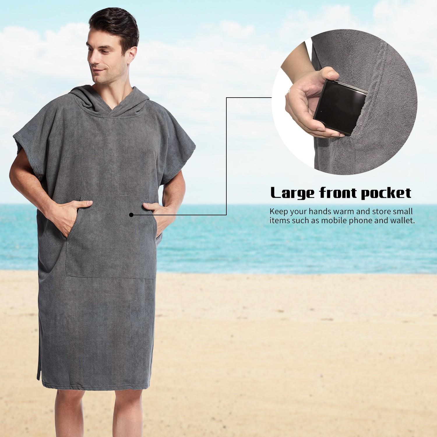 1pc Microfiber Changing Robe with Hooded Design and Convenient Pockets, Quick-Dry Warmer Changing Towel for Men and Women, Unisex Fit, Perfect for Camping, Surfing and Swimming.