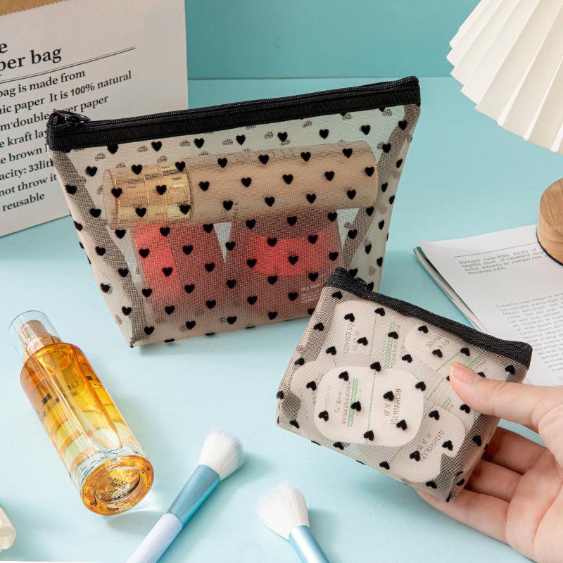 Large Capacity Mesh Makeup Bag Portable Travel Toiletry Organizer, Cosmetic Storage Pouch
