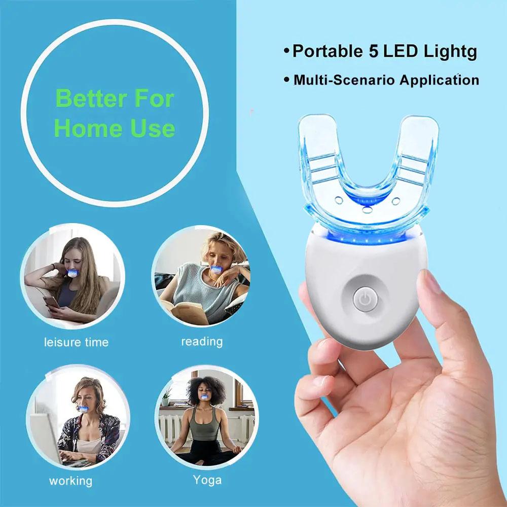 Led Teeth Brightening Kit, Teeth Brightener, 1 Set Led Teeth Brightening Device Kit Including 5 X 3ml Carbamide Peroxide Teeth Gel, Easy To Use, Perfect for Parents, Girlfriend/boyfriend