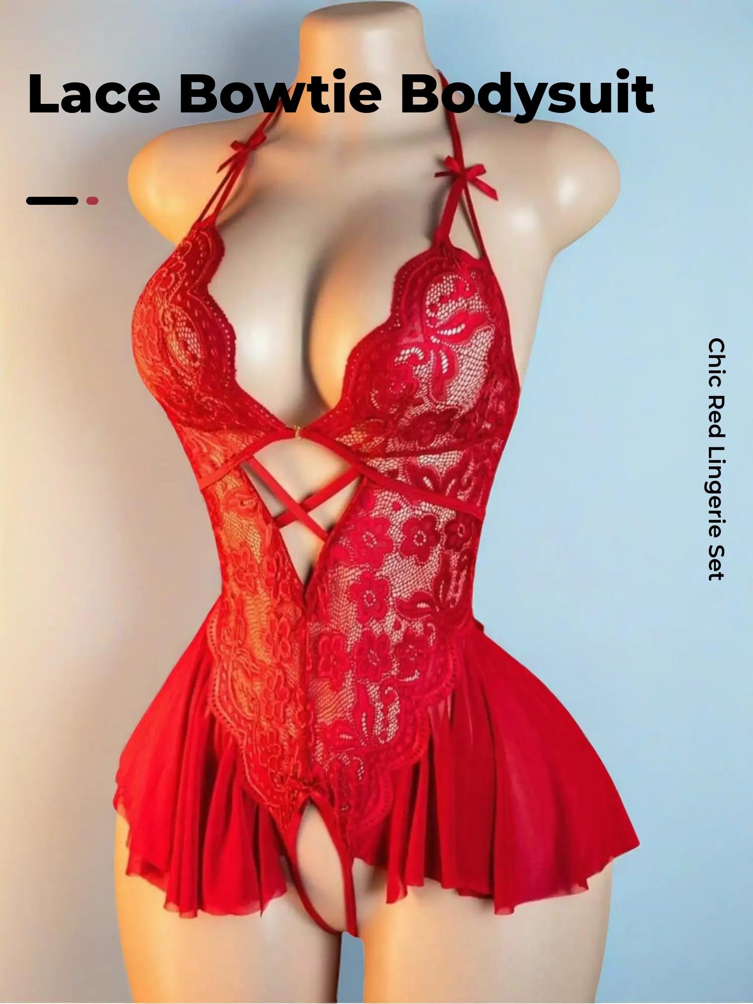 Women's Sexy One-Piece Floral Lace Bow Tie, Fitted All-Season Fashion, Perfect for Casual Wear & Stylish Occasions, Underwear