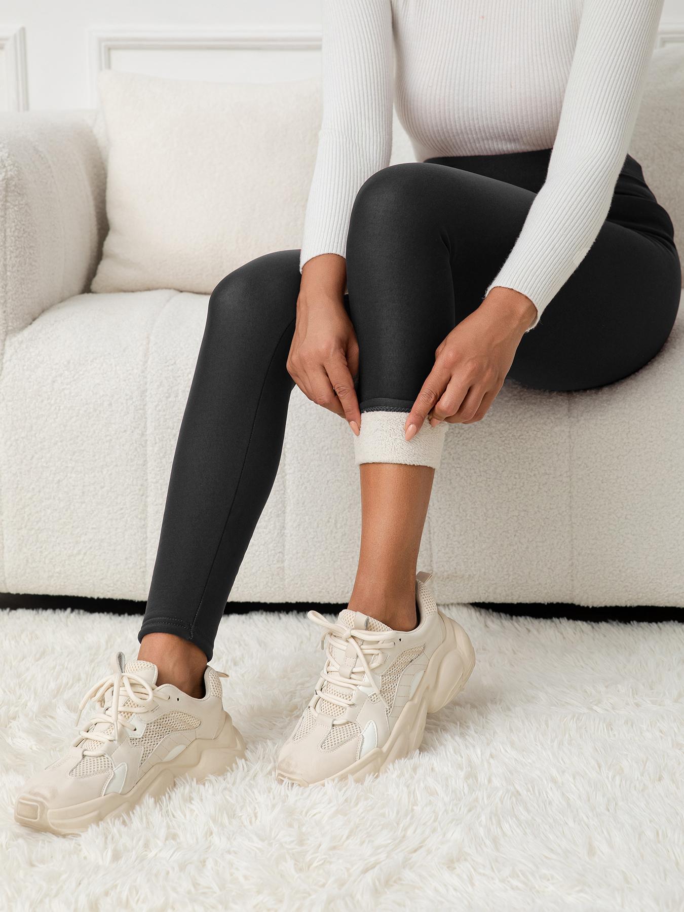 Women's Winter Fleece Lined Leggings, High Waist Warm Long Pants, Sporty Casual Daily Wear, Pack of 3, Thickened & Comfortable