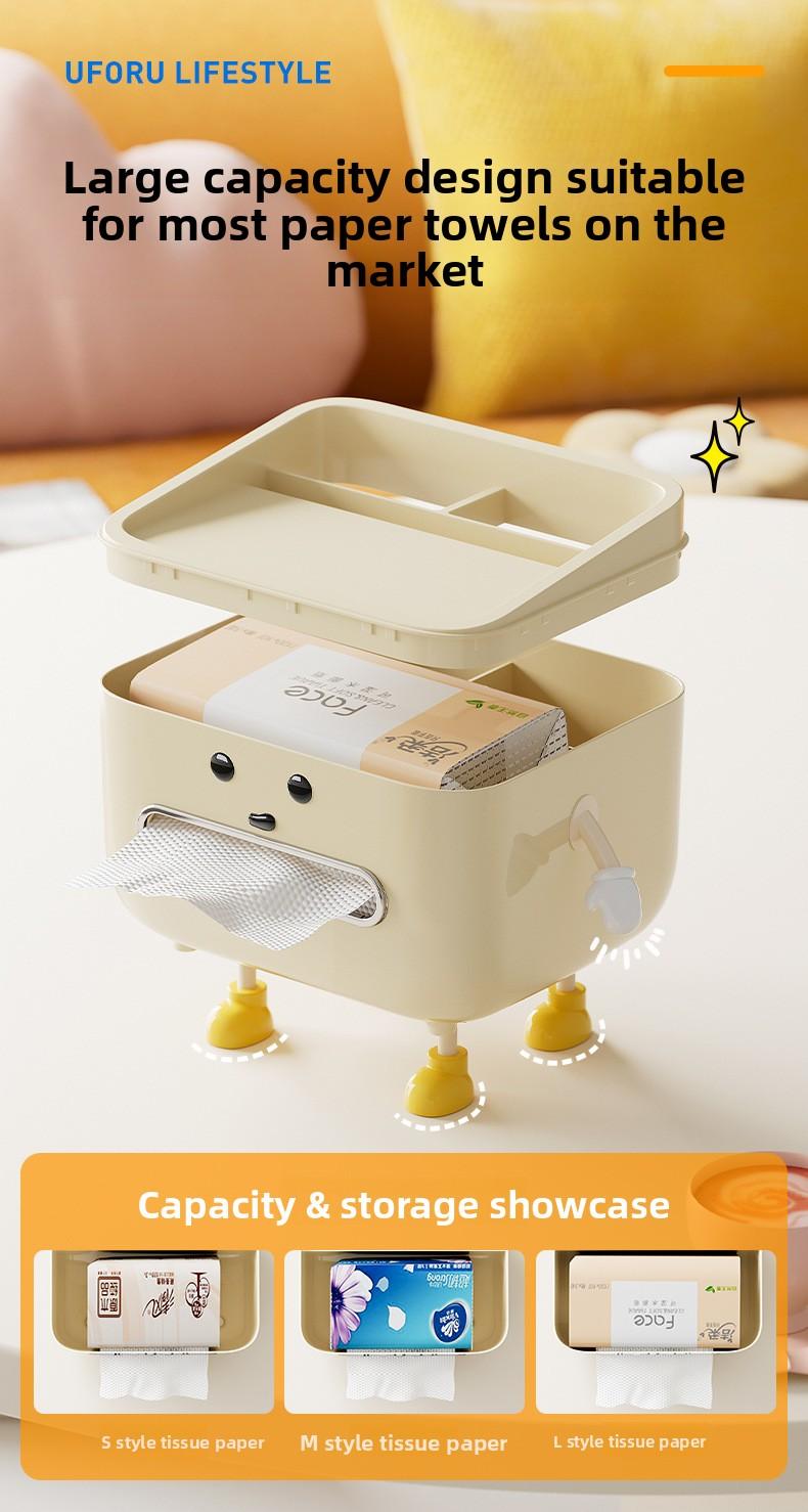 Desktop tissue box, simple and upscale, large capacity, suitable for living room coffee table or dining table, multifunctional, also serves as a remote control storage box