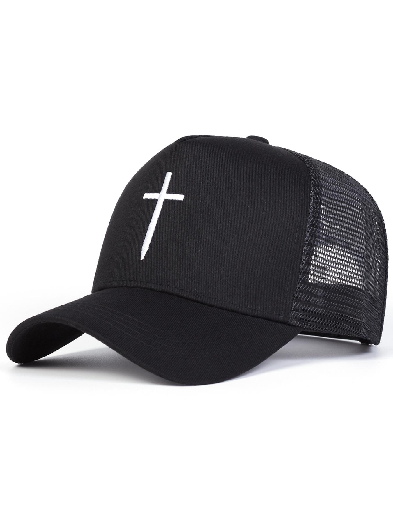Cross Embroidery Baseball Cap, Casual Outdoor Sports Hat for Men & Women, Adjustable Sun Protection Cap for Daily Wear