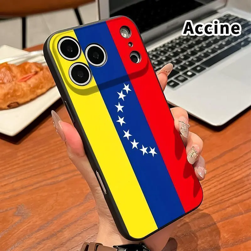 Venezuela's Pride Flag Pattern Straight Edge Silicone Smartphone Casing - Shock-Absorbent, Slim Fit, Durable Full Coverage Silicone Shell for iPhone 18,17,16 Pro Max,15 Plus,14,13,12,11,Air,XR,X,E,XS Plus - Full Camera Protection Accessory