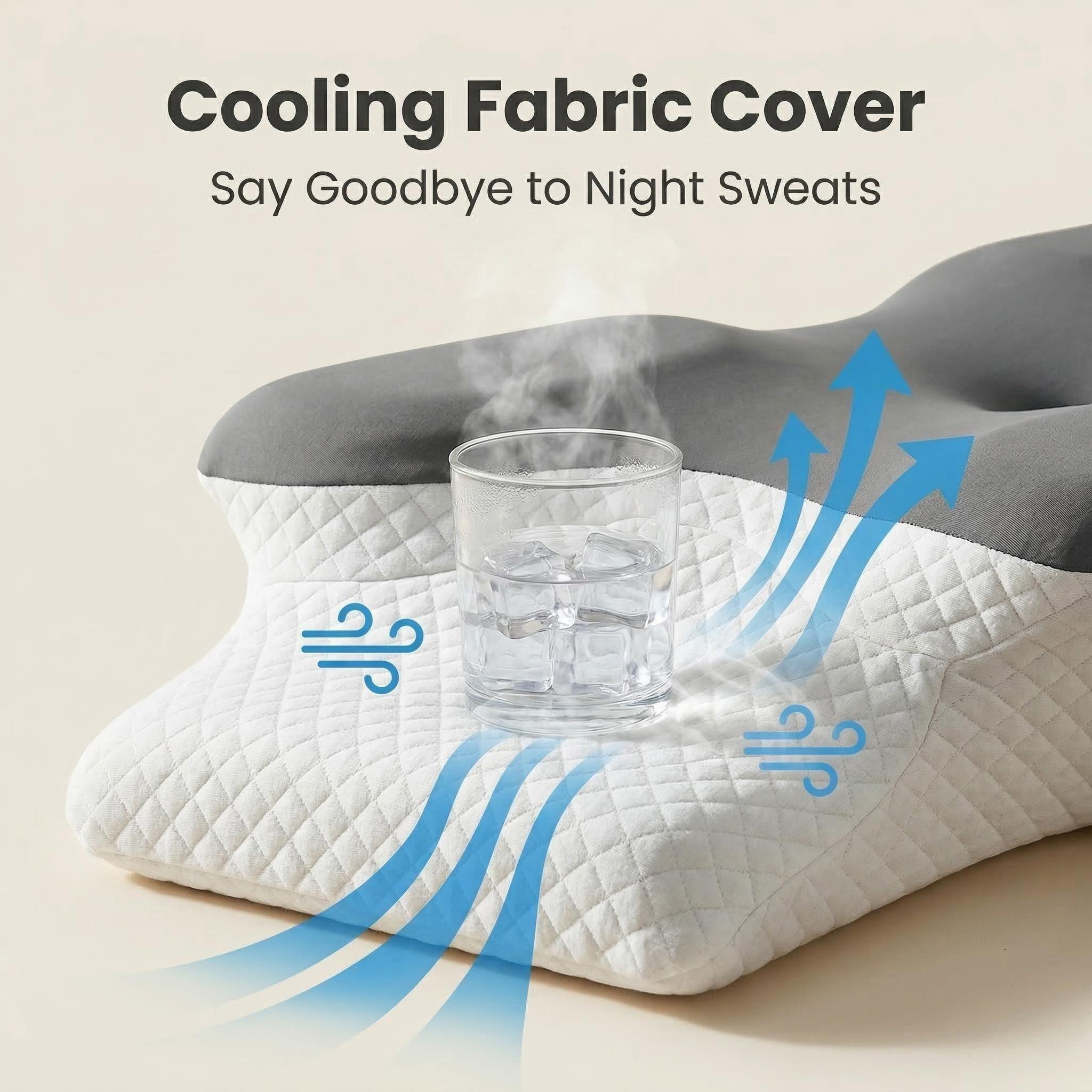 Orthopedic Neck Pillow for Pain Relief Cervical Support Memory Foam Contour Design Cooling Pillowcase Ideal for Side Stomach Back Sleepers