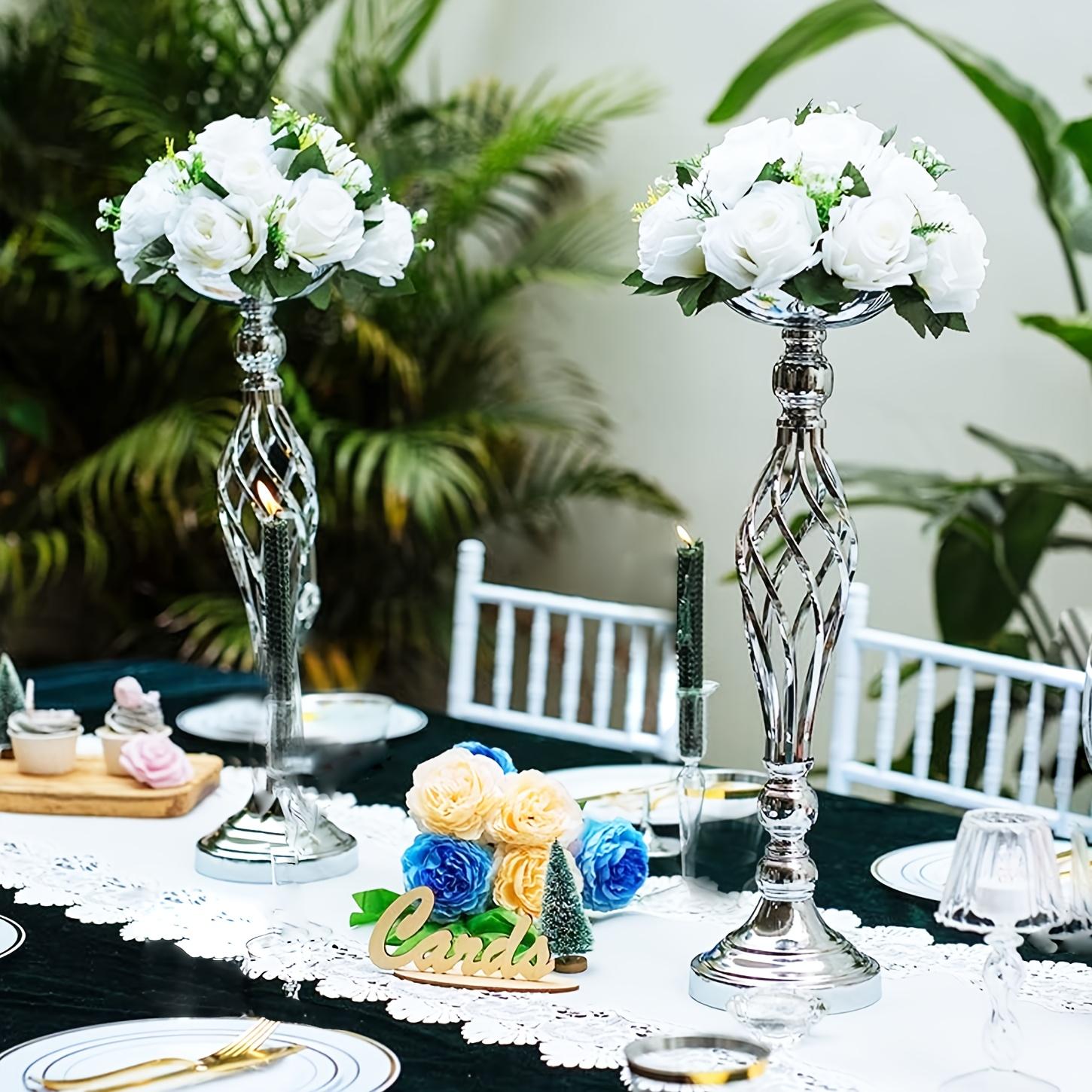 10pcs, Perfect Wedding Banquet Table Centerpiece, Elegant Metal Small Vase, Golden And Silver Bohemian Artificial Flower Decoration Bottle, Multifunctional Flower Stand Candlestick