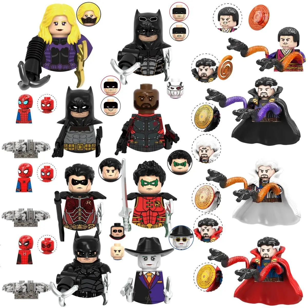 Blind Box Mini Building Blocks G0189 Figures Big Goblin Spiderman Iron Man Venom Captain Hawk Deadpool Armor Christmas Gifts Toy