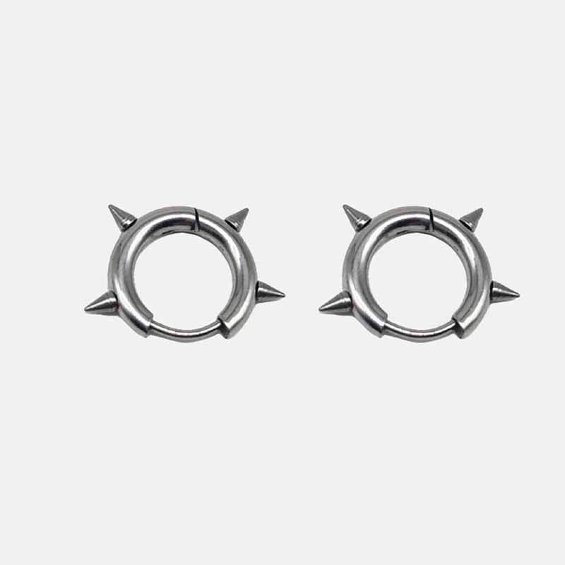 GTHIC Simple Punk Four Spike Stainless Steel Earrings for Men Women Daily Wear