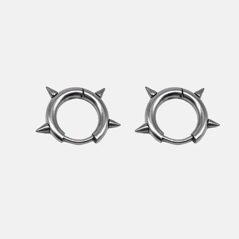 GTHIC Simple Punk Four Spike Stainless Steel Earrings for Men Women Daily Wear