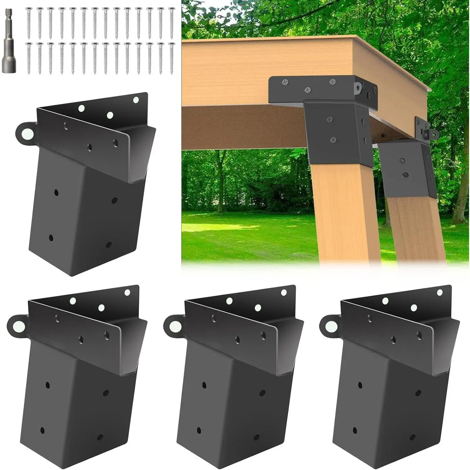 4 Pcs 4x4 Elevator Deer Stand Brackets for Outdoor Hunting Platform, Elevated Deer Blinds, Shooting Shacks, Tree Houses and Observation Decks