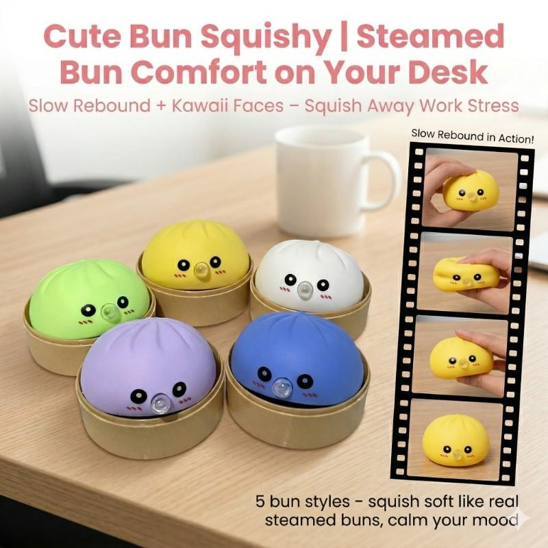 Cute Baozi Shape Stress Relief Toy, Bubble Blowing Squeeze Fun, Includes Steamer Basket, Random Color, Fun Squeeze Toy for Kids