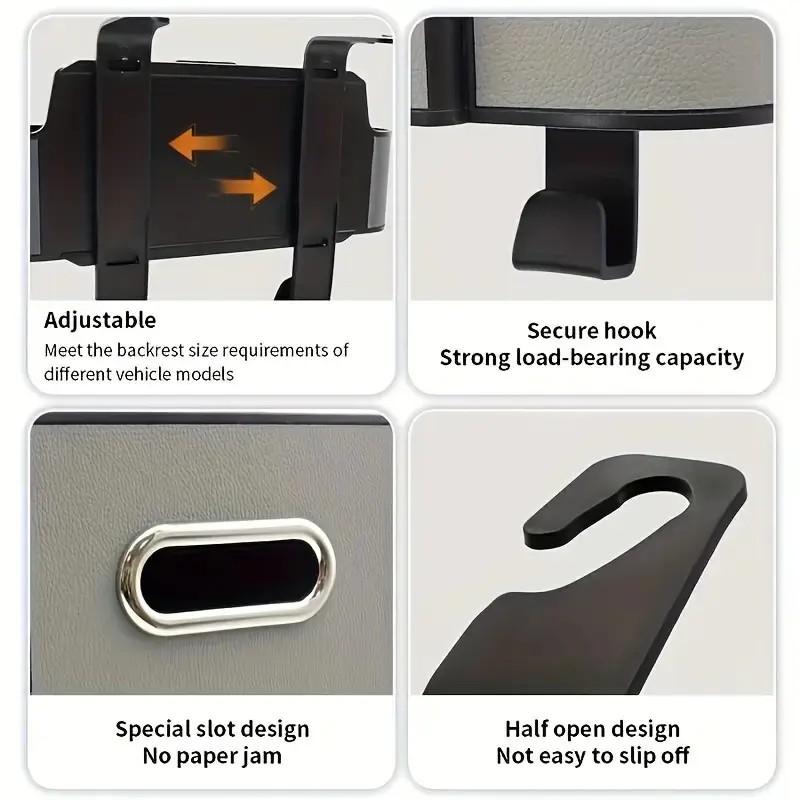 Car seat rear storage box - fashionable and practical, suitable for family adventures - cup holder, tissue box and hook - perfect for young people, road trips and travels