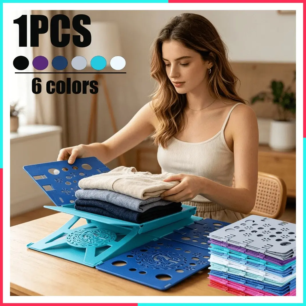 1pc Portable Clothes Folder Tool for T-Shirts Shirts Pants, Space-Saving Wardrobe Organizer, Lightweight Plastic Folding Device for Home Storage, Compact Folding Aid for Travel and Small Spaces, Mounted Closet Systems