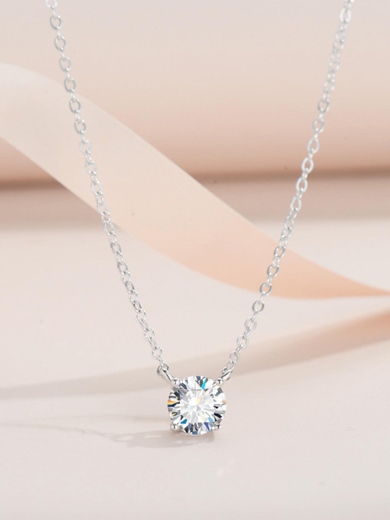 A pair of moissanite Pendant Necklace, D Color 1-3 Carat Lab-Grown Diamond, 925 Sterling Silver Jewelry, Perfect for Wedding and Engagement