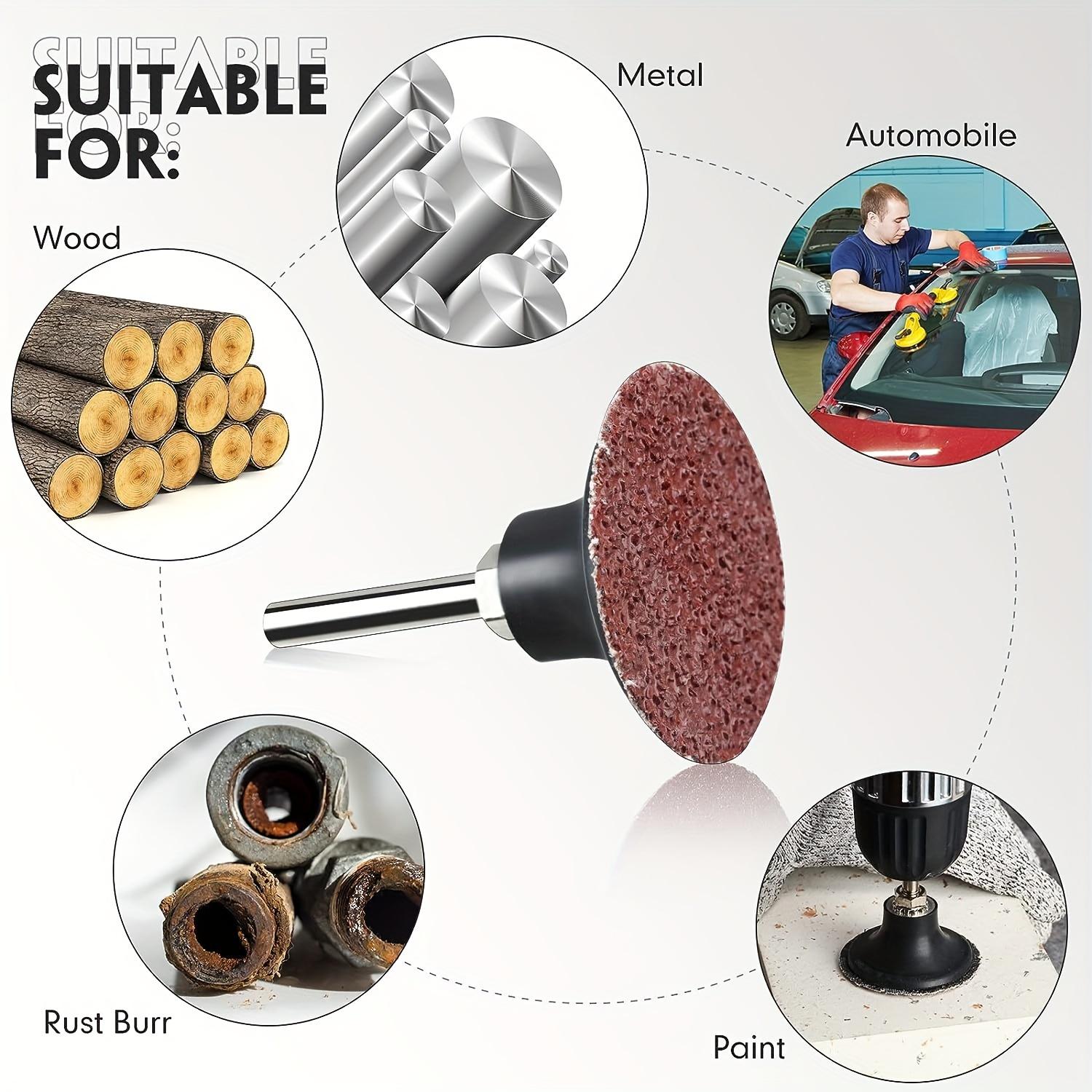 2 Inch Sanding Disc Set, Die Grinder Accessories Sanding Disc with Drill Adapter, Roll Lock Discs for Power Tool Die Grinder Surface Prep Strip Grind Polish Burr Remove