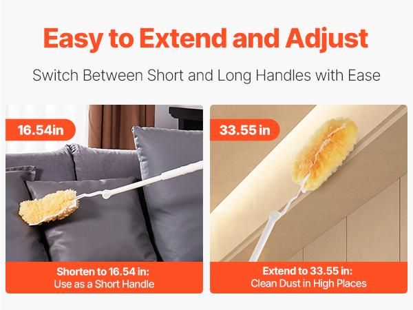 VEVOR Duster Refills, Heavy Duty Dusters for Cleaning, 3 ft Extendable Handle with 10 Refills, Reusable Non-woven Fabric 360 Cleaning Kit for Dusting Furniture, Blinds, Ceiling Fans, Walls, Corners VEVOR Duster Refills, Heavy Duty Dusters for Cleaning, 3 ft Extendable Handle with 10 Refills, Reusable Non-woven Fabric 360 Cleaning Kit for Dusting Furniture, Blinds, Ceiling Fans, Walls, Corners