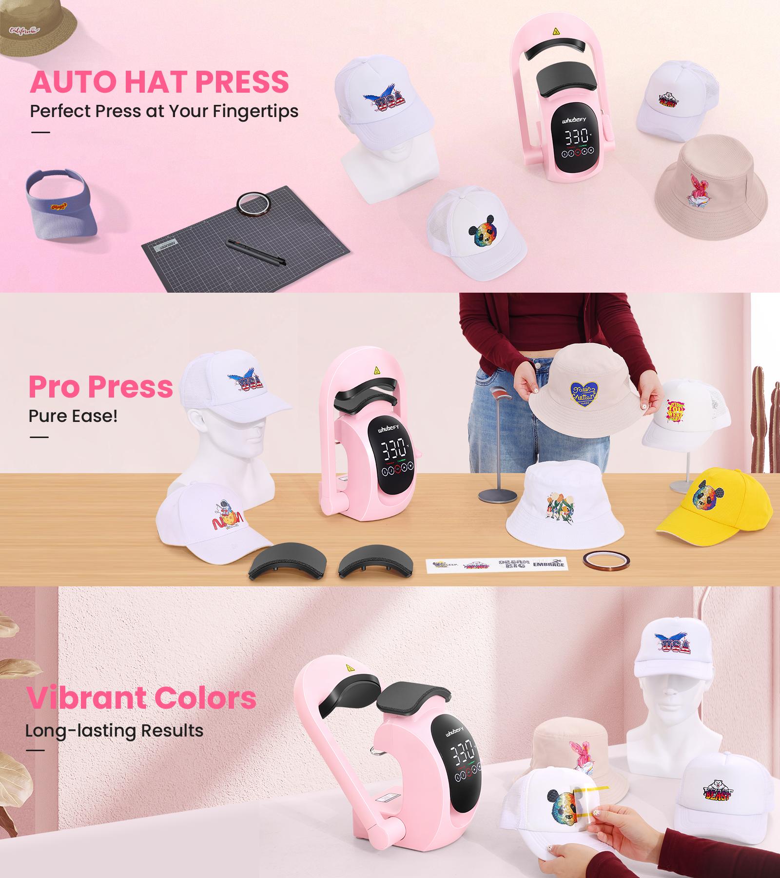AKEYDIY Auto Hat Heat Press Machine for Caps with 3pcs, 3-in-1 Interchangeable Platens Automatic Open Release Touchscreen for Precise Time Temp Control, Heat Transfer Printing for Hats, DIY Sublimation Caps,Christmas Gifts