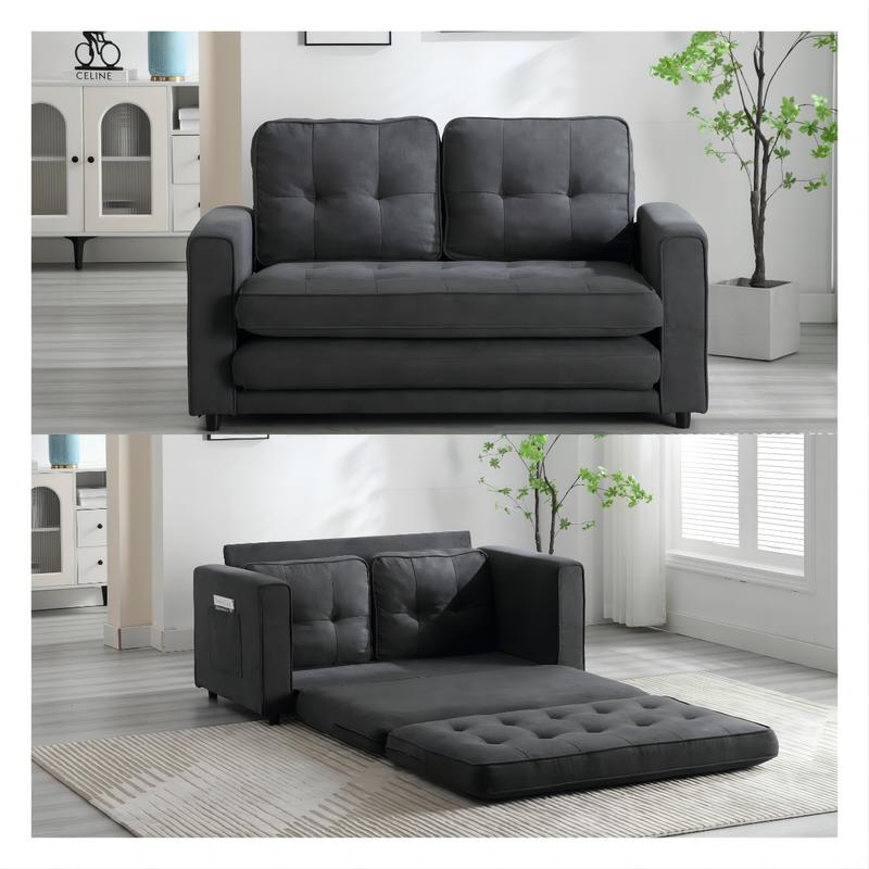 3 Fold Sofa,Convertible Futon Couch sleeper sofabed,Space saving loveseat,Pull Out Couch Bed for Living Room,Dark Gray, Velvet linen fabric 3 Fold Sofa,Convertible Futon Couch sleeper sofabed,Space saving loveseat,Pull Out Couch Bed for Living Room,Dark Gray, Velvet linen fabric