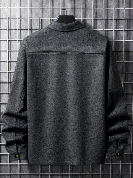 Men's Casual Shirt Jacket Coat with Button Front Closure, Spring & Fall Fashion, Fitted Warm Outerwear for Any Occasion