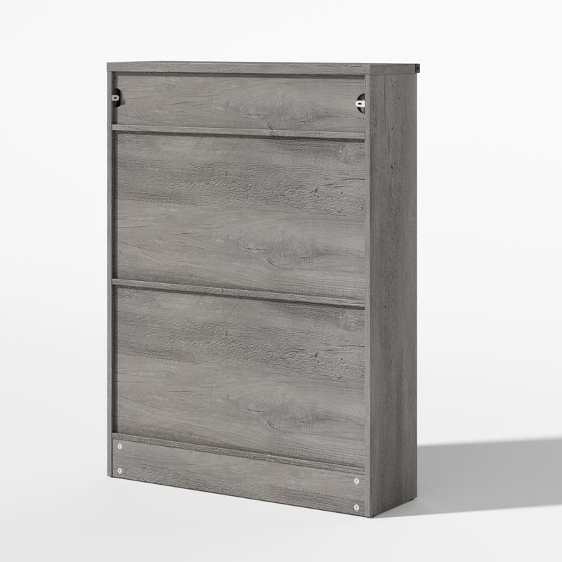 Farmhouse Shoe Storage Cabinet with 2 Hidden Flip Drawers & 2 Drawers – Narrow Freestanding Shoe Rack Organizer with Adjustable Shelves for Entryway