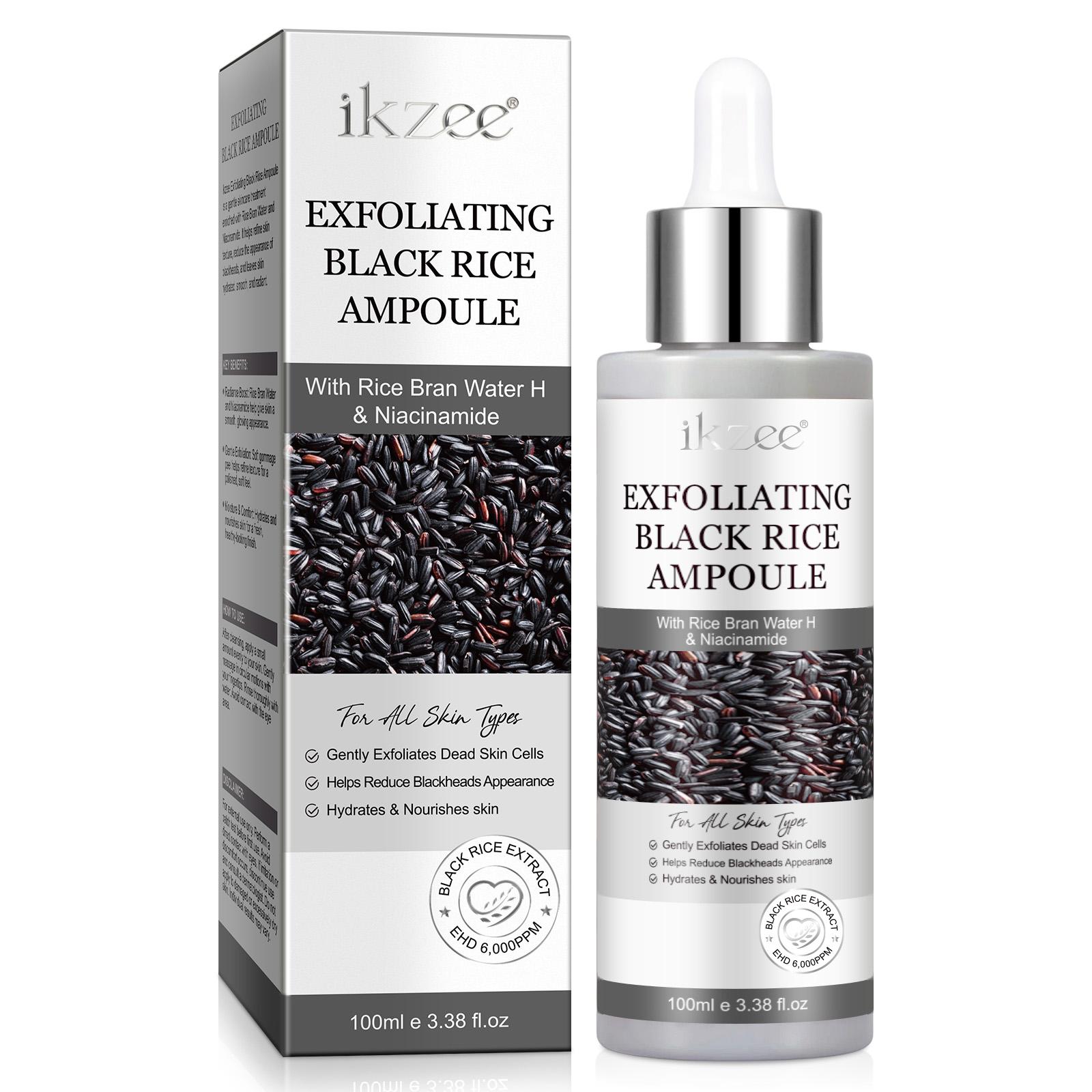 ikzee Fermented Rice Exfoliating Essence: A rice-based exfoliating formula designed to brighten and hydrate the skin. This gentle exfoliator is suitable for all skin types and helps reveal a healthy, radiant glow.