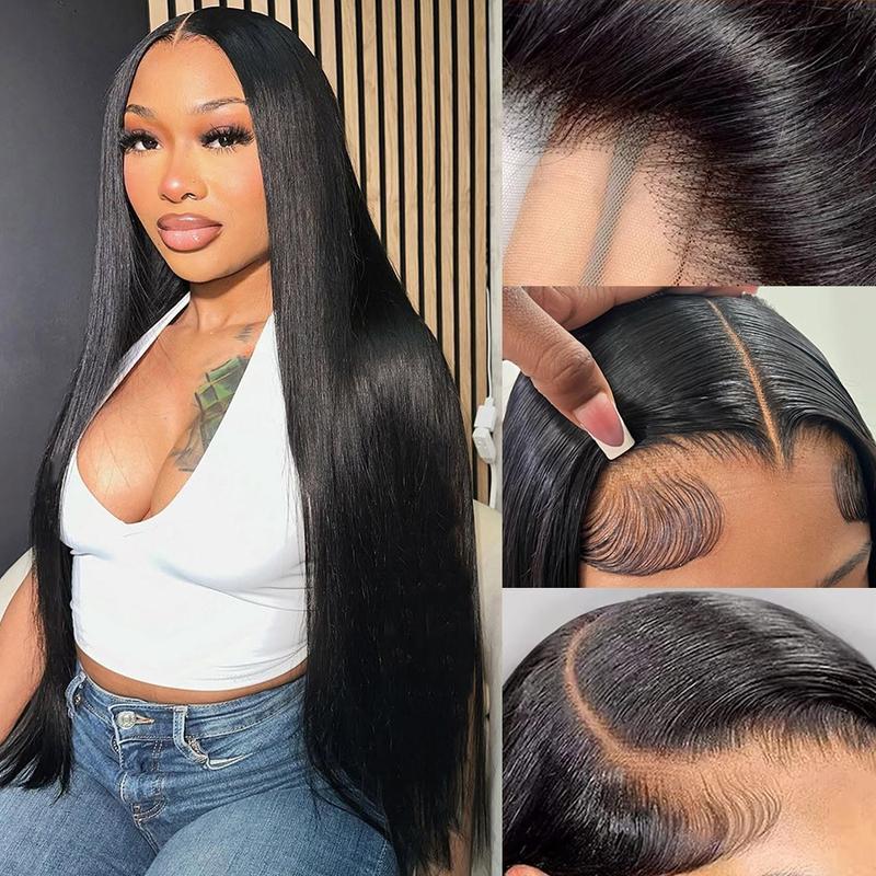 Pizazz Hair 28 30 inch Straight Human Hair Wigs Pre bleached Knots 13x6 HD Transparent Lace Front Wigs Pre plucked Hair Line With Baby Hair