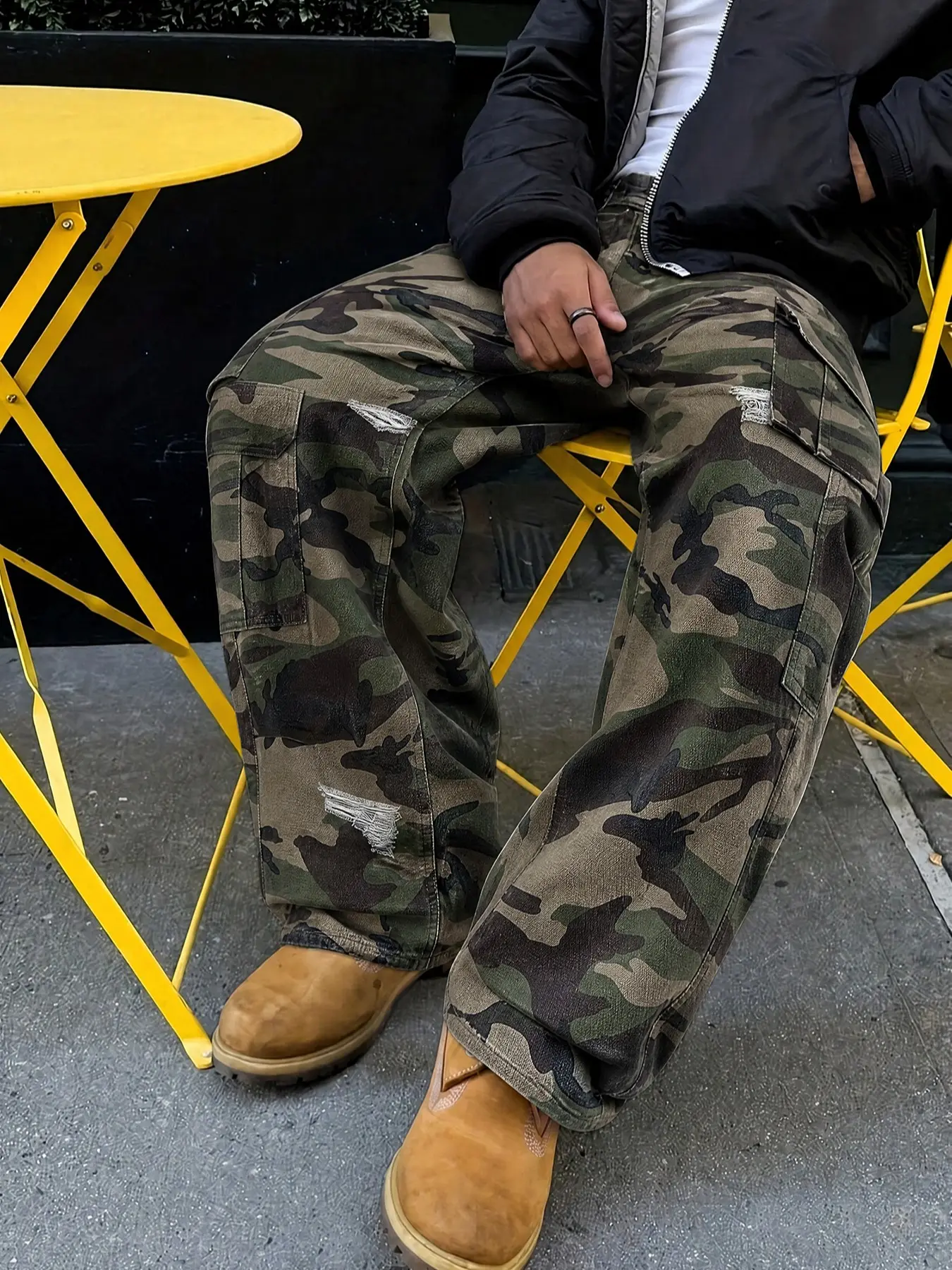 Y2K Street Style Loose-Fit Jeans, Unisex Military-Inspired Cargo Pants, Multi-Pocket Wide-Leg Long Trousers, Ideal for Dates & Vacations