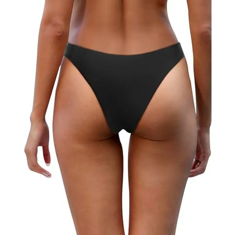 Aqua Eve Women Cheeky Bikini Bottom Brazilian High Cut Swim Bottom Low Rise Bathing Suit Bottom