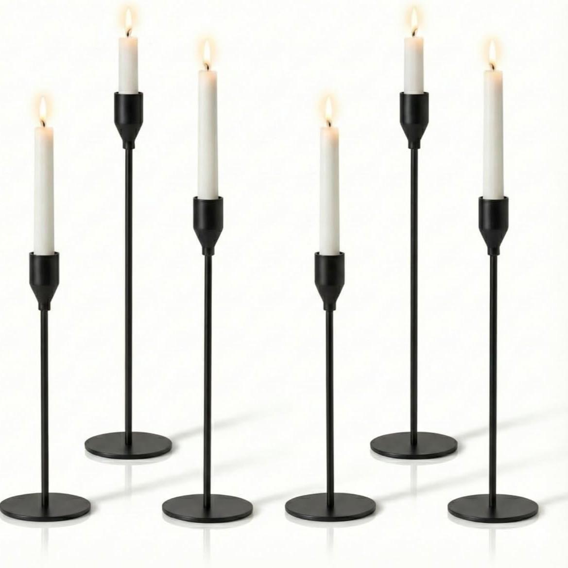 6pcs/3pcs Christmas Candle Holders, High Conical Metal Candle Stands, Modern Table Centerpiece, Party Church Fireplace Decor