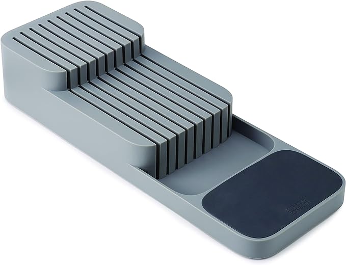 Joseph Joseph DrawerStore Knife Organizer, holds up to 9 knives, Kitchen Organization & Drawer Storage – Compact, Grey Kitchen Knives