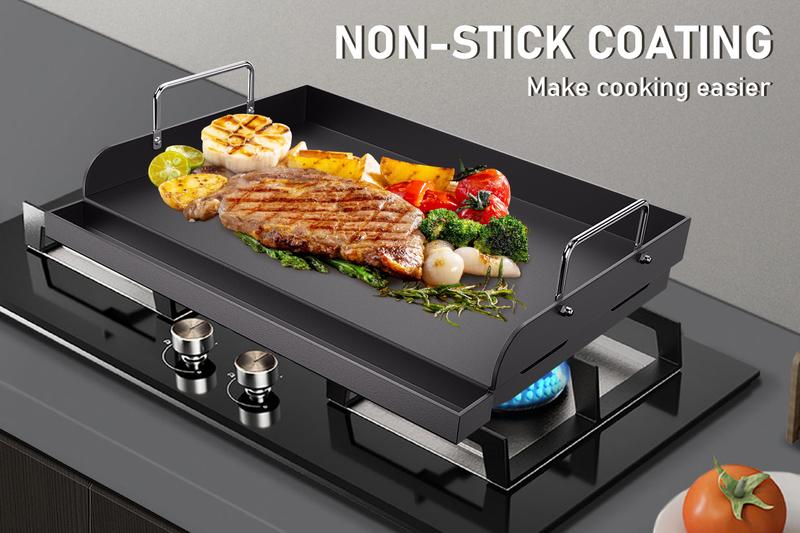 Uniflasy 17" x 13" Nonstick Cast Iron Griddle for Gas Grill, Large Griddle Insert for Outdoor Gas Grill, Heavier Flat Top Griddle Cooking Skillet Plate Teppanyaki for Electric/Gas Grill/Camping Tailgating