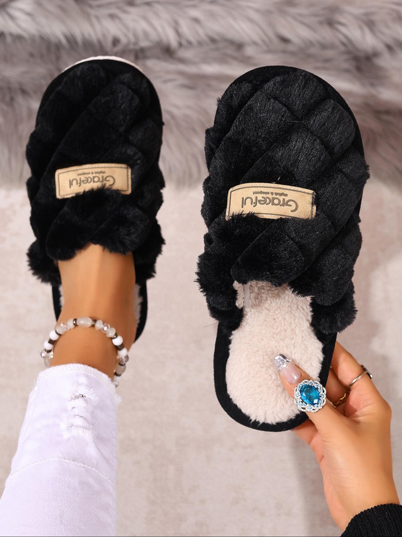 Women's Winter Slippers, Warm Eva Sole, Thick Cushioning Indoor Home Shoes, Casual Pure Color, Comfortable Plush Lining, Unisex, Fuzzy Warm Slippers