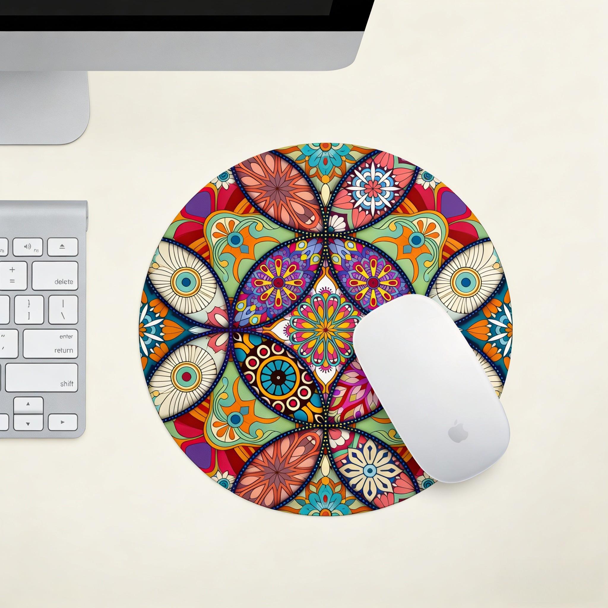 Fashion Compass Round Mouse Pad, Non-Slip Rubber Base, Small Desktop Mat for PC/laptop, Gaming/mouse Pad, Office Use, Gift for Women - 7.87 Inches