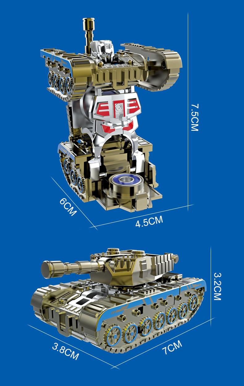 Creative Mecha Fidget Spinner, Simulation Tank Model Transformable Robot, Gear Wheel With Click Sound, Stress Relief Fidget Toys