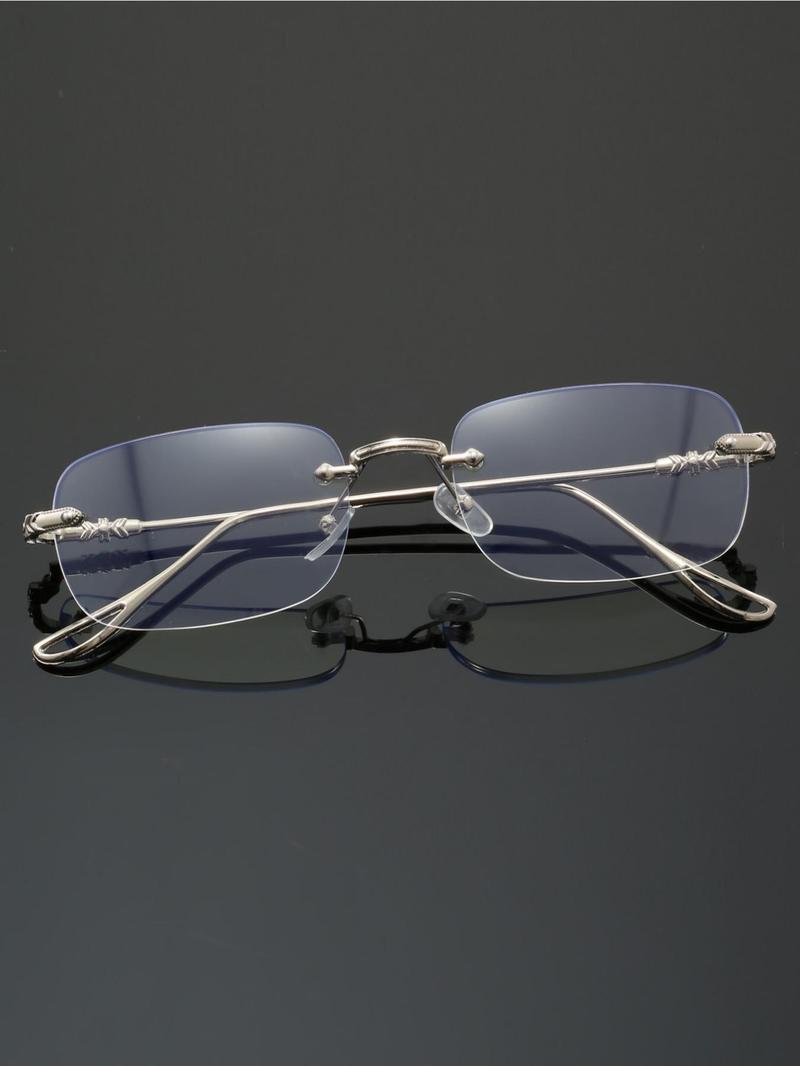 Unisex Frameless Metal Glasses, Anti-Blue Light, Clear Lens, Suitable for Outdoor Travel and Daily Use, All Seasons, Alloy Material, Lightweight Glasses